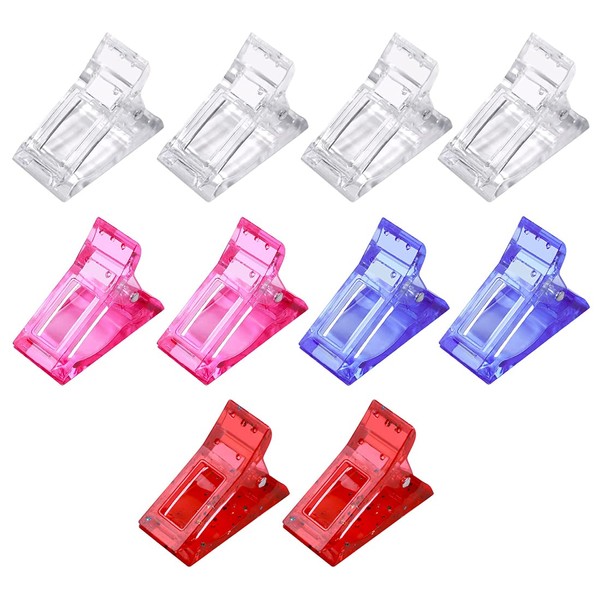 Pack of 10 Nail Tips Clip for Quick Building Gel, Transparent Finger Extension Crystal Glue Nail Shape Attachment Clip for Quick Building Poly Gel DIY Nail Art Tool