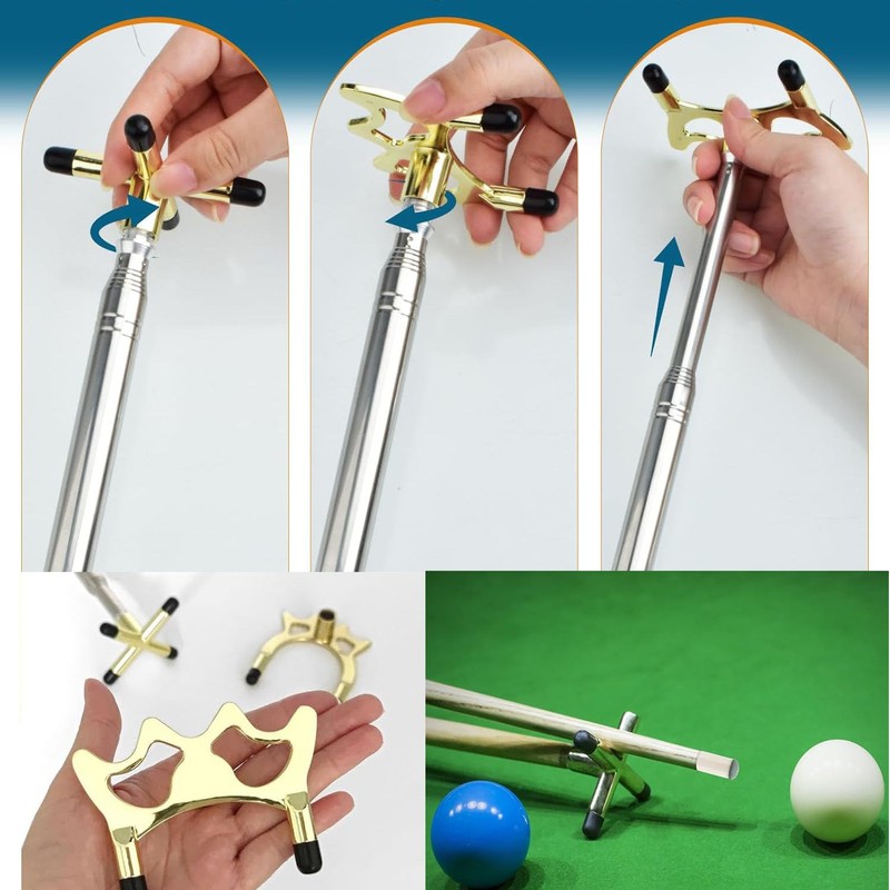 Paifeancodill Retractable Pool Bridge Cue Stick with 3 Removable Bridge