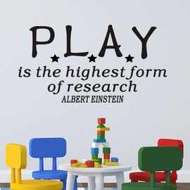 Wall Stickers, Wall Stickers for Bedrooms for Boys, (Easy to Install), Teen Kids Girl Baby Quotes for Playroom Nursery, Home Vinyl Art Family Decor Word, Play is The Highest Form of Research 28.6"X15"