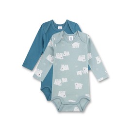 Sanetta Baby Bodysuit Long Sleeve (Double Pack) Blue | High Quality and Sustainable Bodysuit for Boys Made of Organic Cotton Contents: Set of 2 Baby Bodysuit, blue