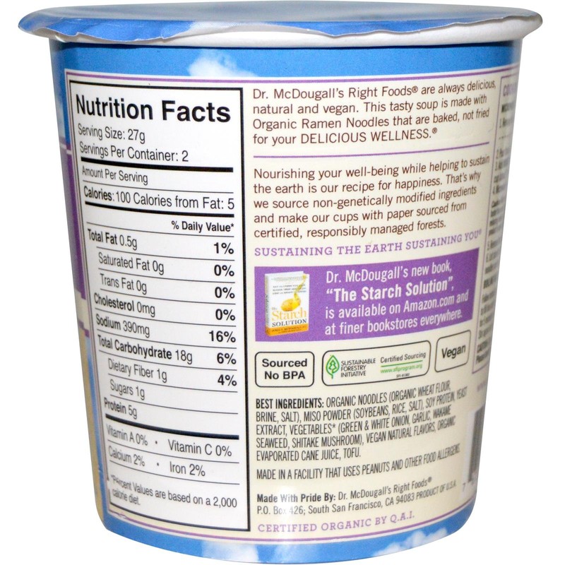 Dr. McDougall's, Vegan Miso Ramen Noodle Soup, 1.9 Ounce