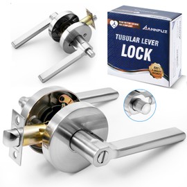 ANNFUZ Privacy Push Button Non-Handed Locking/One-Touch Opening,Interior Extended Round Door Handle Without Key,Reversible Left Right,ADA-Compliant,Keyless Lever Door Lock for Bathroom,Bedroom