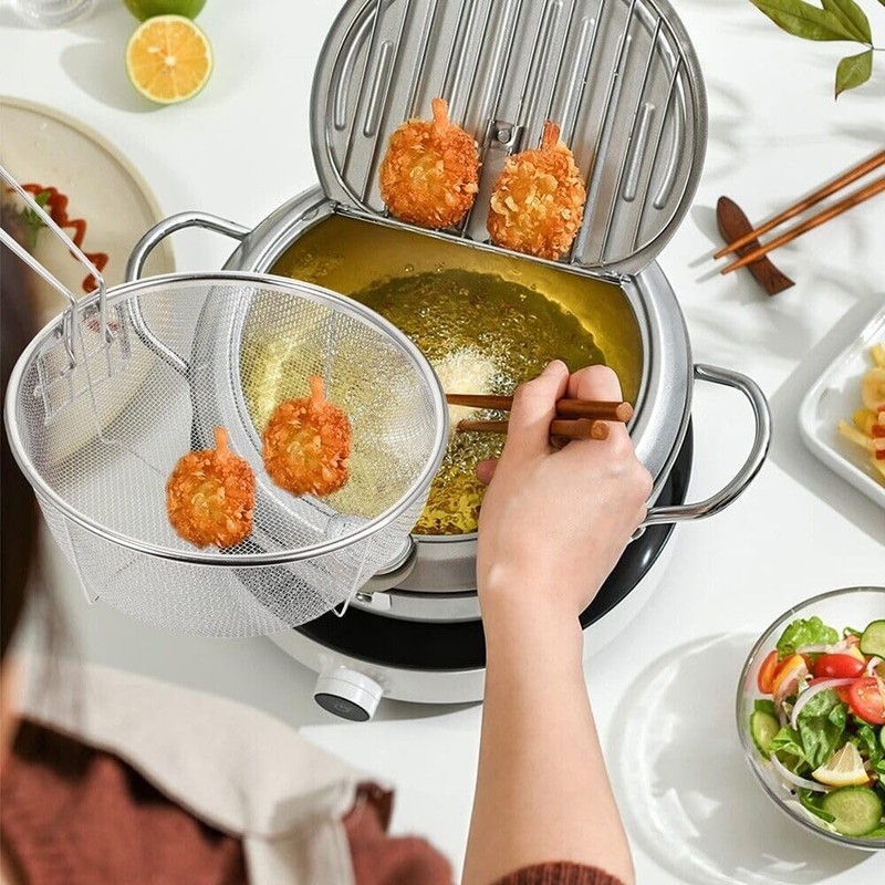 Space Home - Deep Fryer Basket with Folding Handle and
