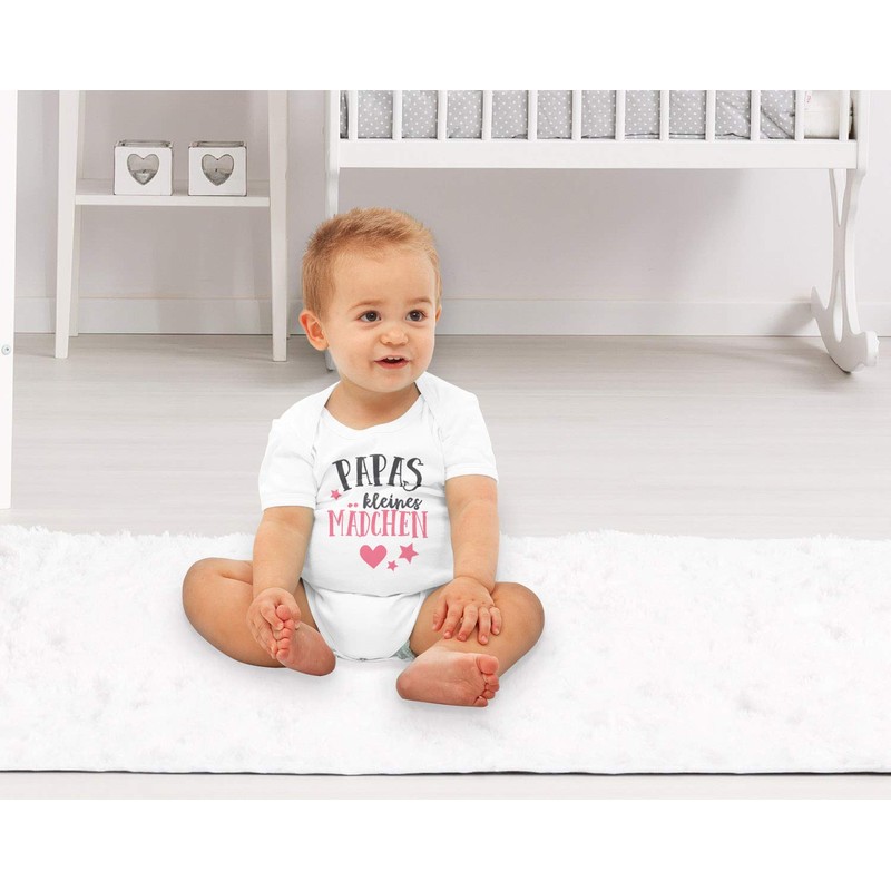 MoonWorks® Short Sleeve Baby Bodysuit Papas Little Girl Organic Cotton