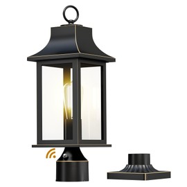 Cozesigns Dusk to Dawn Outdoor Post Light Hardwired 120V, 19.29" Oil Rubbed Bronze Lamp Post Light Fixture with Pier Mount Base, Waterproof Aluminum Pole Light for Yard, Patio, Garden, Pathway