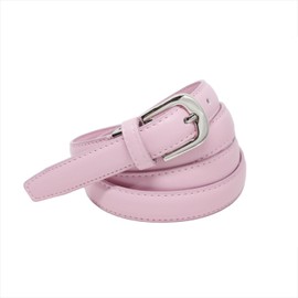 YEHMAN Classic Thin Women's Leather Belt Width 2 cm Length 120 cm Can Be Shortened, pink
