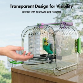 Small Bird Travel Carrier, Portable Bird Cage for Small Bird Parrot Parakeet with Shade Cover and Standing Perch, Lightweight Bird Carry Transport Cage for Vet Visit Shopping and Outdoor Adventure