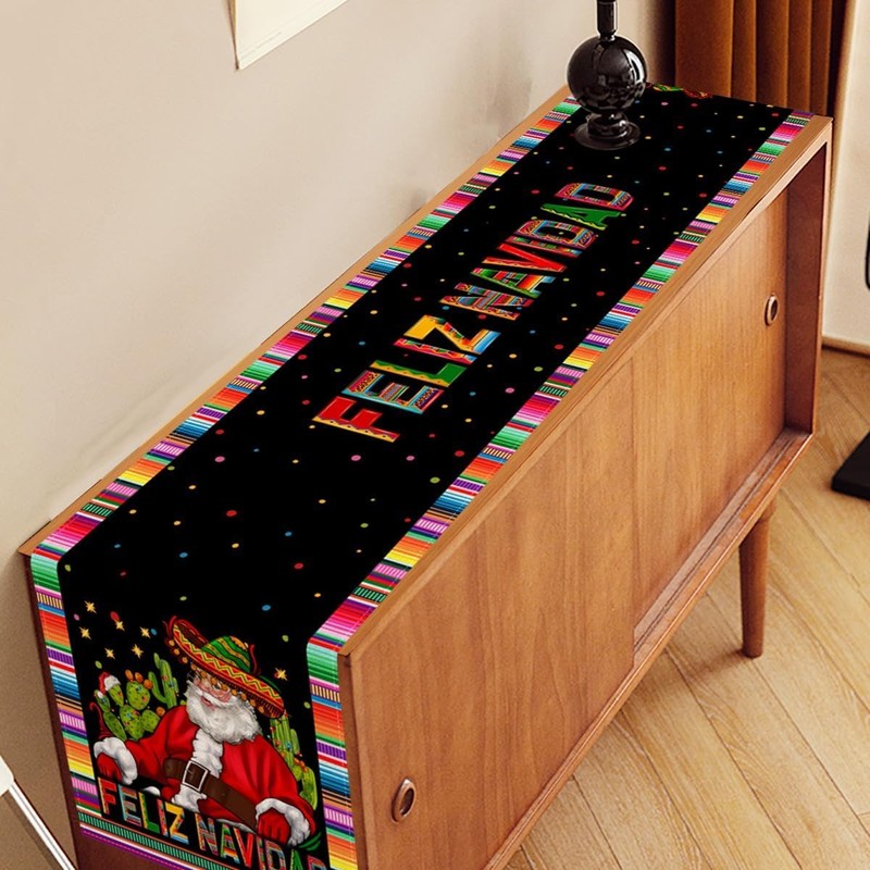 Nepnuser Feliz Navidad Table Runner Mexican Christmas Winter Holiday Party