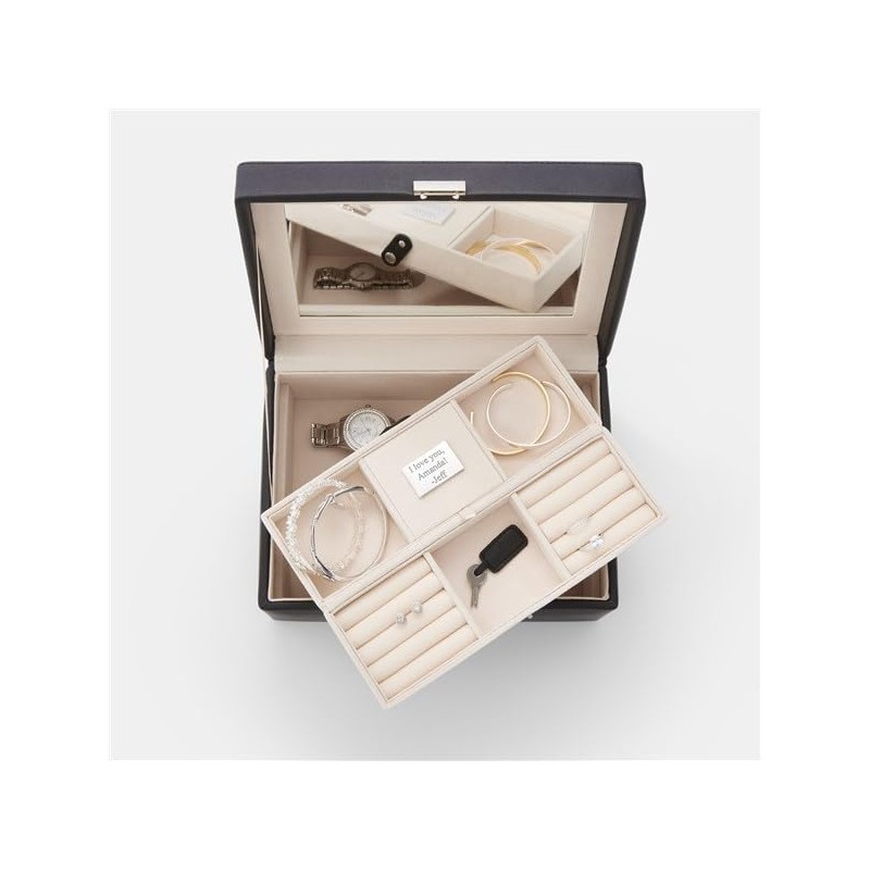 THINGS REMEMBERED Engraved Vegan Leather Large Jewelry Box in Black