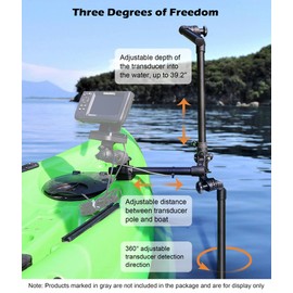 WINDFRD Livescope Transducer Pole Mount for Kayak, Live Sonar Transducer Mount, Compatible with Garmin LVS34, Lowrance, Compatible with RAM Mounts C Size/1.5'' Double Socket Arm (Foldable Extension)