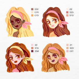 Arrtx Acrylic Markers Skin Tone 30 Colors,Brush Tip,Water Based Acrylic Paint Pens Paint Markers,Perfect for Anime Drawing,illustration Sketching,Rock Painting,Stone,Canvas,Plastic and Diy Project