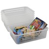 Qsbon Rectangular Plastic Storage Organization Trays Baskets in Clear, 6-Pack