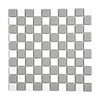 Tenedos Square Checkered Tile Grey & White Porcelain Mosaic Shiny
