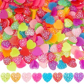 SUNNYCLUE 200 Stück Harz Herzanhänger Herz Cabochons Zufällig Gemischte Farben Flache Rückseite Valentinstag Liebe Glänzendes Dekor Cabochon Für Heimwerker Basteln Scrapbooking Schmuckherstellung Hand