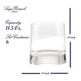 Luigi Bormioli Veronese DOF Glasses Set of 6 – 11.5 Oz Clear Tumblers for Whiskey, Bourbon, Scotch & Cocktails – Sturdy Barware for Home Entertaining – Lead-Free Glass Drinkware