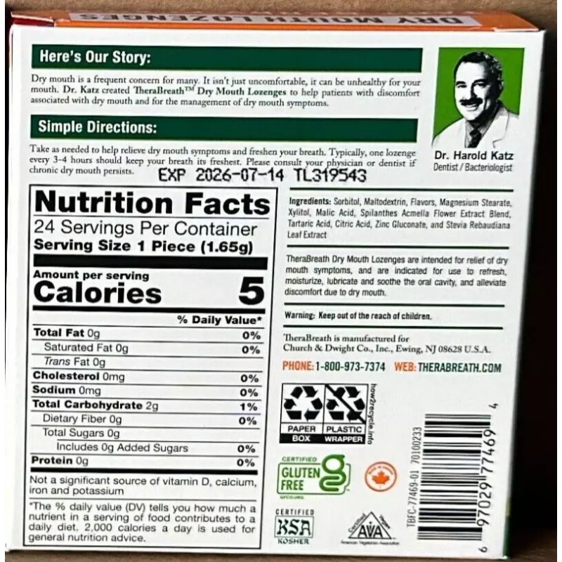 TheraBreath 2 TheraBreath Dry Mouth Lozenges, Tart Berry 24 Count