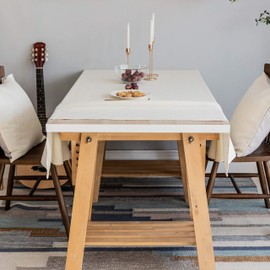 Home Brilliant Table Cloth Rectangular, Solid Farmhouse Checker Tablecloth for Kitchen Restaurant Patio, Table Cover for Dining Table, 132x218cm(52x86 inch), Cream