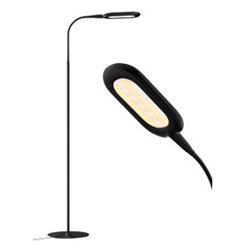 LED Floor Lamp, CRI 95+ Bright Floor Lamps for Bedroom with 4 Hours Auto Off, Stepless Dimming & 3000K-6000K Colors Standing Lamp for Living Room with 360° Gooseneck Reading Lamp for Office Black