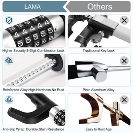 5 Digital Combination Car Steering Wheel Lock, LAMA Password Code Steering Lock, Retractable Keyless Heavy Duty Steering Wheel Lock, Universal Anti-Theft Car Steering Fit for Cars, Trucks, Vans, SUV