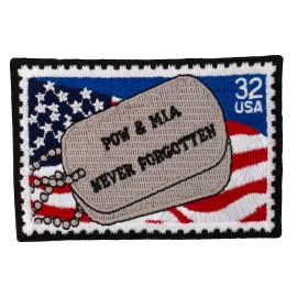 POW-MIA Never Forgotten Stamp Patch(307) 3 1/2" x 2 1/2" Embroidered Patch 33504