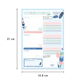 Pukka Pad, Carpe Diem Daily Desk Planner Pad with 60 Tear-Off Sheets of 100GSM Paper – Includes To-Do List and Notes– 21 x 14.8cm – Feathers