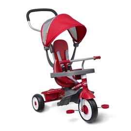 Radio Flyer Stroller Tricycle, EZ Fold 4-in-1 Stroll 'N Trike for Infant & Toddler, Red