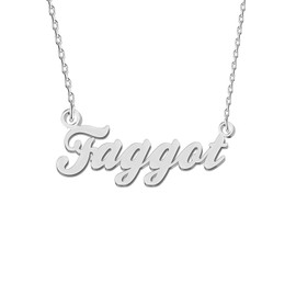 GR35Z9 Faggot Name Necklace Silver Initial Pendant Necklace Dainty Jewelry for Women