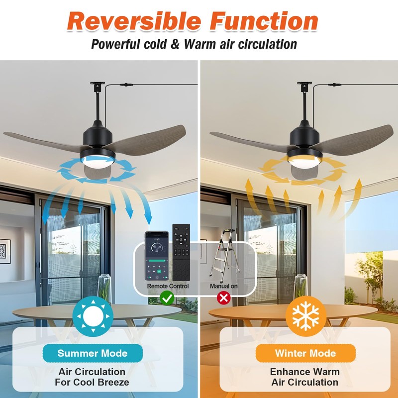 BZX Waterproof Outdoor Ceiling-Fan with Light - 42" Modern Ceiling