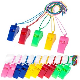 Fat-catz-copy-catz 12x Pcs Sports Plastic Assorted Whistle Whistles with Neck Rope unisex item