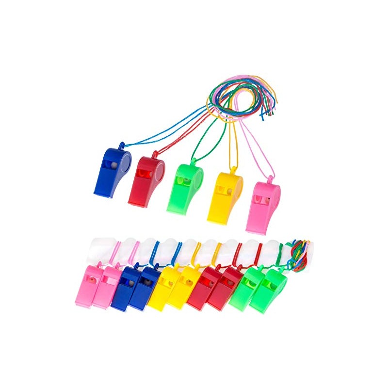 Fat-catz-copy-catz 12x Pcs Sports Plastic Assorted Whistle Whistles with Neck