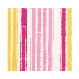 Caspari Bamboo Stripe Luncheon Napkins in Fuchsia & Pink- 20 Per Package - 2 Packages
