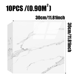 Chejiaye Shower Wall Panels Peel and Stick,Marble Wall Panels for Interior Wall Decor,Backsplash Tile Distinctive for Kitchen Showers Bathrooms Living Rooms Wall 11.8"x11.8"in 10Pcs (White1)