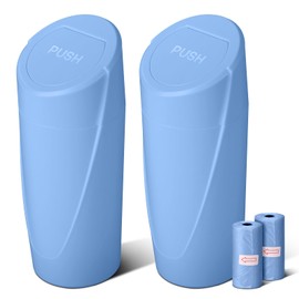 Car Trash Can Bin with Lid - 2 Packs Car Garbage Can Cup Holder - Blue Mini Leakproof Vehicle Trash Garbage Can Bin with 40pcs Trash Bags-Car Organizers and Storage for Front Back Seat Accessories