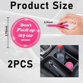 Kewucn 2 Pack Bling Car Cup Holder Coasters, 2.76 inch Anti-Slip Soft Rubber Crystal Rhinestone Auto Cup Insert Pad, Universal Vehicle Interior Decor Accessories for Car SUV Truck (Rose Red)