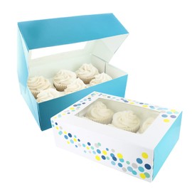 Baked with Love 650211 6/12 Cupcake Box, Includes Dual Insert for 6 Standard Cupcakes or 12 Mini Cupcakes, Pack of 2 Boxes, 50.0 mm*120.0 mm*240.0 mm