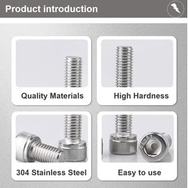 1/4-20x1 Socket Head Cap Screws Bolts, 304 Stainless Steel 18-8, Allen Socket Hex Drive, Full Thread, Bright Finish, Pack of 10