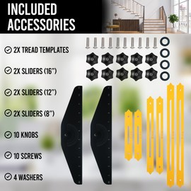 DIRECT FITS Stair Tread Template Tool and Measuring Jig for Riser, Shelf, Drywall, Wall Partitions, and Floor Angles, Adjustable Sliding Installer, Solid Steel Metal Gauge