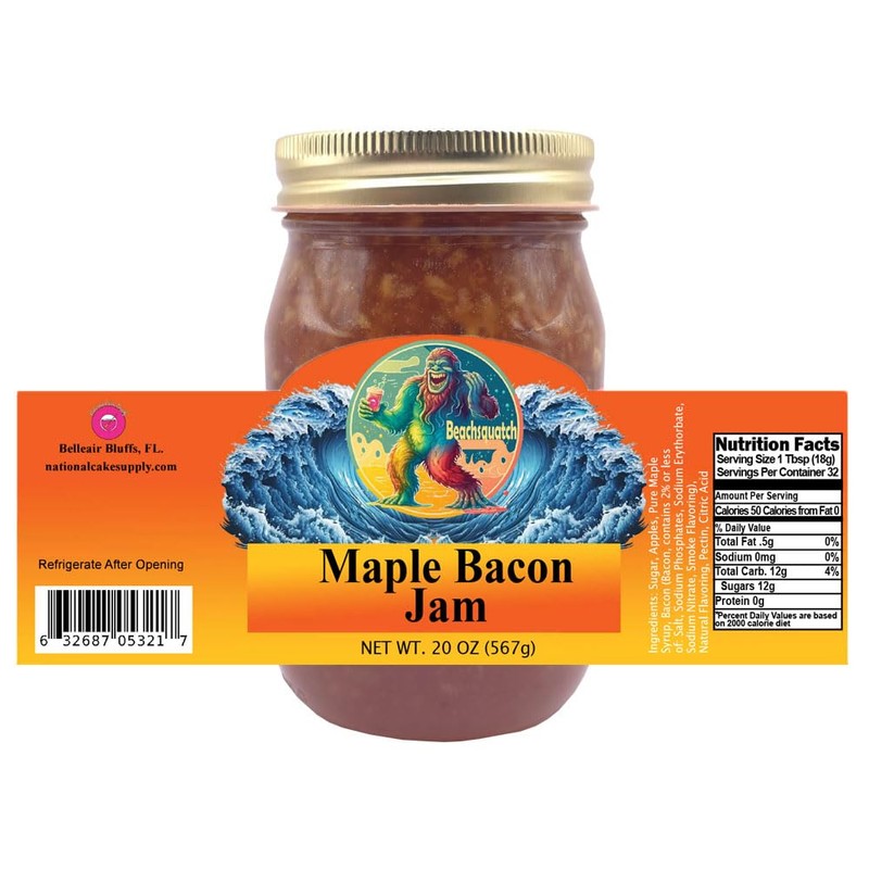 Beachsquatch Bacon (Classic, Jalapeno, Maple) Jams, 20 ounce jars -