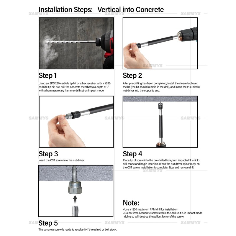 Everflow 8024957-25 1/4" Screw Vertical Threaded Rod Anchor Designed for