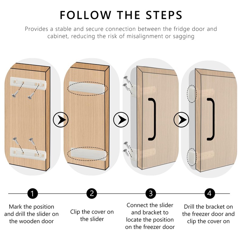UPTTHOW 4Pcs Universal Integrated Fridge Freezer Door Slider with Screws,
