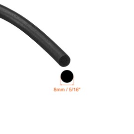 sourcing map Foam Rubber Weather Seal Strip, 8mm(5/16") Diameter 6 Meters (19.69Ft) Long Round EPDM Rubber for DIY Gasket, Warehouse, Pads, Foam Tubing, Crafts