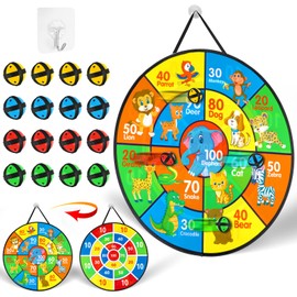 Weysoo Children's Dartboard, 66 cm, Velcro Dartboard, Foldable, Double-Sided Dartboard with 8 Sticky Balls, Throwing Board Children for Boys and Girls, Outdoor Toy