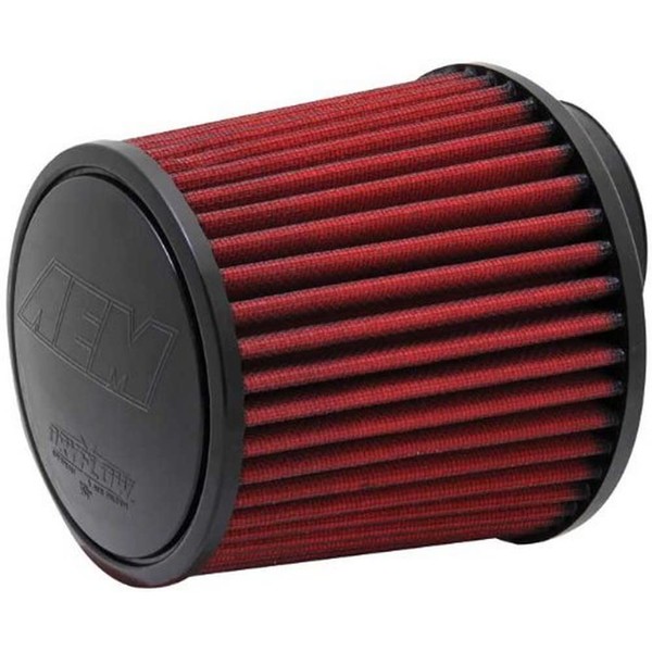 AEM 21-202DOSK Universal DryFlow Clamp-On Air Filter: Round Tapered; 2.75 in (70 mm) Flange ID; 5 in (127 mm) Height; 5.5 in (140 mm) Base; 4.75 in (121 mm) Top