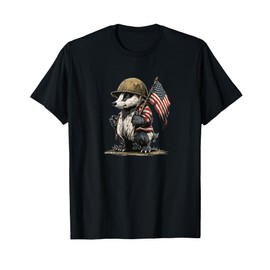 Badger with Helmet Costume for USA and Military Lovers T-Shirt