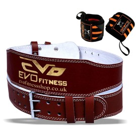 EVO Fitness 4" Pure Leather Gym Belts Weightlifting Straps Back Support Wraps Bodybuilding (Brown, Small)