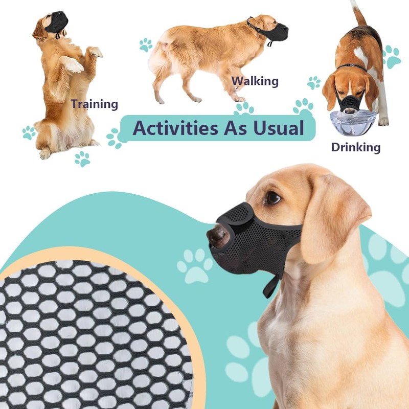 FDEETY Muzzle for Dogs, Soft Mesh Muzzle for Small, Medium