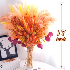 Maasechs 107 Pcs Dried Flowers Bouquets Boho Fall Decor with Pampas Grass Bunny Tails Lavender Cotton Stems Eucalyptus for Bridal Wedding Rustic Home Thanksgiving Vase Table Decor (Fall)