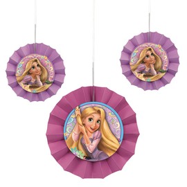 Tangled Rapunzel Tissue Paper Fans - 8" & 6", 3 Pcs