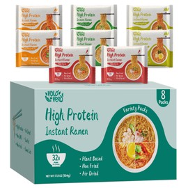 VOLO VERO Protein (32g) Ramen Variety Pack - Chicken, Spicy “Beef, Kimchi, Curry”, 8 Packs Instant High Protein Ramen Noodles Soup, Plant-Based, Air-Dried, Non-Fried, Vegan, Low Carb, Egg-Free, Dairy Free Healthy Meal