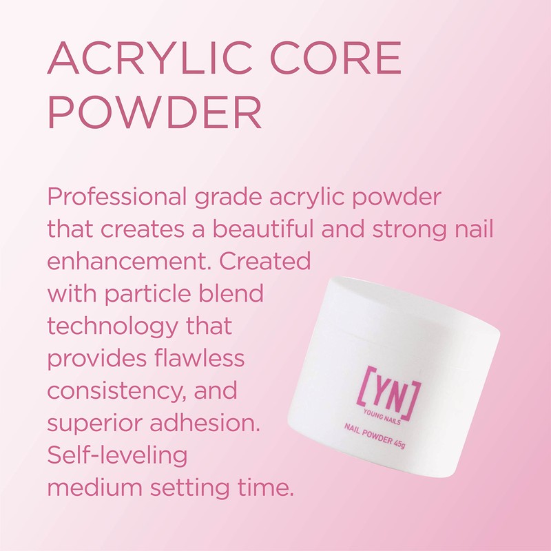 Young Nails Acrylic Core Powder, Clear, 45 Gram